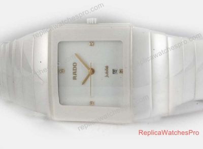 Copy Rado Diastar Watch White Ceramic Strap White Diamond Face